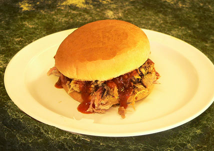 Chopped Bar-B-Que pork sandwich with sauce