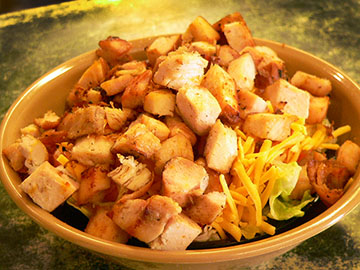 Smoked chicken salad with cheddar cheese