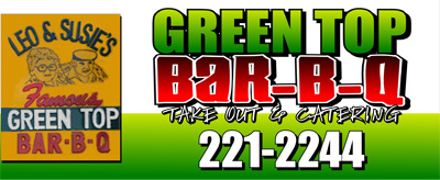 Green Top Bar-B-Q Jasper take out and catering sign